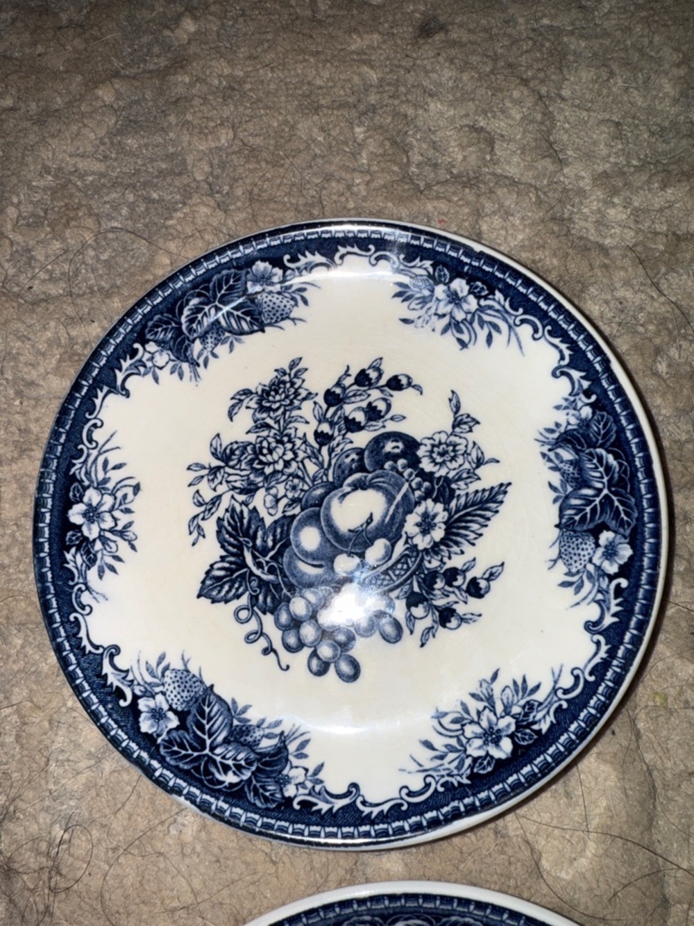 “ Blue Vintage “ Pattern Floral Fruit Dessert Plates - Set of 4 - Japan - Picture 12 of 13
